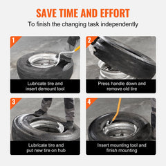 Tire Mount Demount Tool, 571- 622 mm Manual Steel Tire Changer Mount Demount Removal Tool, with Extra Bead Holder, Tubeless Truck Bead Breaker, 3 PCS Tire Changing Tools, Orange