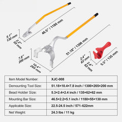 Tire Mount Demount Tool, 571- 622 mm Manual Steel Tire Changer Mount Demount Removal Tool, with Extra Bead Holder, Tubeless Truck Bead Breaker, 3 PCS Tire Changing Tools, Orange