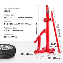 Manual Tire Changer, Portable Hand Bead Breaker Mounting Tool for 203 - 406 mm Tires, Compatible with Car Truck Trailer, Tire Mounting Machine for Home Garage Small Auto Shop