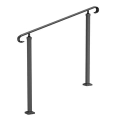 Handrails for Outdoor Steps, Wrought Iron Handrail for 1-3 Steps, Adjustable Stair Railing, Black Front Porch Hand Rail for Concrete and Wooden Stairs