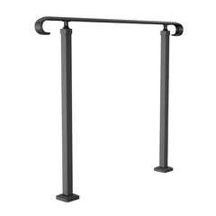 Handrails for Outdoor Steps, Wrought Iron Handrail for 1-3 Steps, Adjustable Stair Railing, Black Front Porch Hand Rail for Concrete and Wooden Stairs