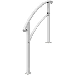 3-Step Handrails for Outdoor Steps Fits 1 or 3 Steps Matte White Stair Rail Wrought Iron Handrail with Installation Kit Hand Rails for Outdoor Step