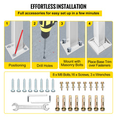 3-Step Handrails for Outdoor Steps Fits 1 or 3 Steps Matte White Stair Rail Wrought Iron Handrail with Installation Kit Hand Rails for Outdoor Step