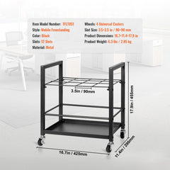 Blueprint Storage Rack, 12 Slots Blueprint Holder with Wheels, Mobile Metal Blueprint Storage Cart for Map Poster Architectural Construction Plan, Roll File Organizer for Home, Office, School