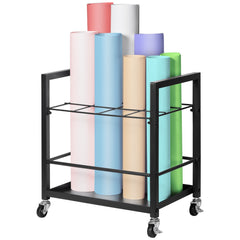 Blueprint Storage Rack, 12 Slots Blueprint Holder with Wheels, Mobile Metal Blueprint Storage Cart for Map Poster Architectural Construction Plan, Roll File Organizer for Home, Office, School