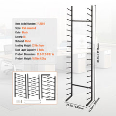 Blueprint Storage Rack, Hanging Poster Display Rack 16-Tier, Vertical Blueprint Roll File Holder 2 Rolls/tire, Roll File Storage Rack for Blueprint Map Poster