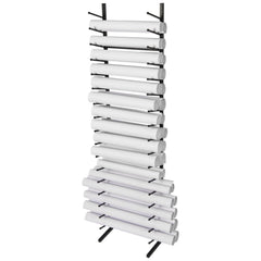 Blueprint Storage Rack, Hanging Poster Display Rack 16-Tier, Vertical Blueprint Roll File Holder 2 Rolls/tire, Roll File Storage Rack for Blueprint Map Poster