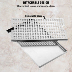Beer Drip Tray, 304 Stainless Steel Kegerator Drip Trays with 4 Non-Slip Rubber Pads and Detachable Cover, Heat / Cold Resistant Beer Tower Drip Pan for Bar Restaurant Coffee Shop Home