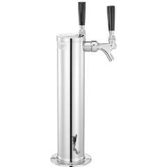 Kegerator Tower Kit, Dual Taps Beer Conversion Kit, Stainless Steel Keg Beer Tower Dispenser with Dual Gauge W21.8 Regulator & A-System Keg Coupler, Beer Drip Tray for Party Home