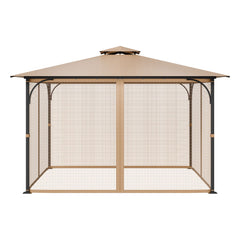 Gazebo Netting Replacement, Fit Most 10 x 12 x 7.3 FT Gazebo, Outdoor Garden Gazebo Net, 4-Panel Sidewall Mesh Gazebo Curtain, Patio Midge Netting with Double Zipper, Canopy Screen (Netting Only)