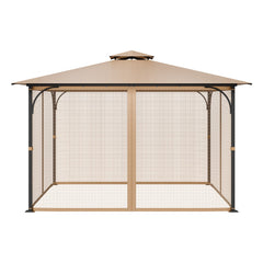 Gazebo Netting Replacement, Fit Most 10 x 12 x 7.3 FT Gazebo, Outdoor Garden Gazebo Net, 4-Panel Sidewall Mesh Gazebo Curtain, Patio Midge Netting with Double Zipper, Canopy Screen (Netting Only)