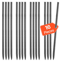 Rebar Stakes, 406.4 mm, Heavy-Duty 11.5 mm Diameter, Straight Galvanized Steel Ground Anchors with Chisel Point End & Rust-Resistant Coating, for Gardening Support, Fence, Camping Tents (16-Pack)