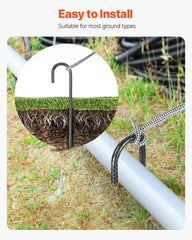 Rebar Stakes, 406.4 mm, Heavy-Duty 10 mm Diameter J Hook, Galvanized Steel Ground Anchors with Chisel Point End & Rust-Resistant Coating, for Gardening Support, Fence, Camping Tents (24-Pack)