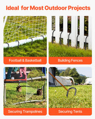 Rebar Stakes, 406.4 mm, Heavy-Duty 10 mm Diameter J Hook, Galvanized Steel Ground Anchors with Chisel Point End & Rust-Resistant Coating, for Gardening Support, Fence, Camping Tents (24-Pack)