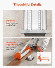 304.8mm Vinyl Floor Cutter, 12mm Thick Laminate Flooring Cutter with Upgraded Labor-Saving Aluminum-Alloy Lever, Telescoping Support Plate, Cuts Certain Engineered Wood, LVT, VCT, SPC, LVP, WPC