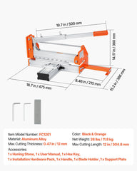 304.8mm Vinyl Floor Cutter, 12mm Thick Laminate Flooring Cutter with Upgraded Labor-Saving Aluminum-Alloy Lever, Telescoping Support Plate, Cuts Certain Engineered Wood, LVT, VCT, SPC, LVP, WPC