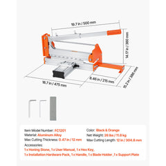 304.8mm Vinyl Floor Cutter, 12mm Thick Laminate Flooring Cutter with Upgraded Labor-Saving Aluminum-Alloy Lever, Telescoping Support Plate, Cuts Certain Engineered Wood, LVT, VCT, SPC, LVP, WPC