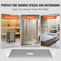 Shower Curb Kit, 1219x1828mm Shower Pan Kit with 160mm Central Drain, Lightweight EPS Shower Installation Kits with 2 Waterproof Cloths, Shower Pan Slope Sticks Fit for Bathroom