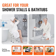 Shower Chair, Adjustable Height Shower Stool with Crossbar Support, Shower Seat for Inside Shower or Tub, Non-Slip Bench Bathtub Stool Seat for Elderly Disabled Handicap, 226.8 kg Capacity