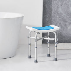 Shower Chair, Adjustable Height Shower Stool with Crossbar Support, Shower Seat for Inside Shower or Tub, Non-Slip Bench Bathtub Stool Seat for Elderly Disabled Handicap, 226.8 kg Capacity