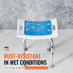 Shower Chair, Adjustable Height Shower Stool, Shower Seat for Inside Shower or Tub, Non-Slip Bench Bathtub Stool Seat for Elderly Disabled Handicap, 158.8 kg Capacity