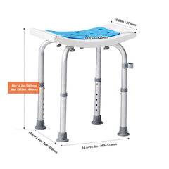 Shower Chair, Adjustable Height Shower Stool, Shower Seat for Inside Shower or Tub, Non-Slip Bench Bathtub Stool Seat for Elderly Disabled Handicap, 158.8 kg Capacity