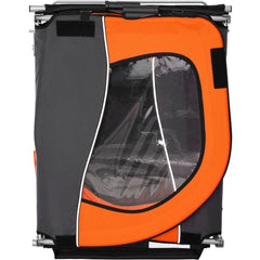 Bike Trailer for Toddlers, Kids, Double Seat, 45 kg Load, 2-In-1 Canopy Carrier Converts to Stroller, Tow Behind Foldable Child Bicycle Trailer with Universal Bicycle Coupler, Orange and Gray
