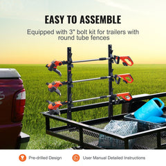 3-Place Weeder Trimmer Rack Holder for Open Landscape Trailer Lockable