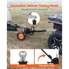 Trailer Dolly, 1500lbs Tongue Weight Capacity, 2 in 1 Trailer Mover with 2 in Ball, 16 in Pneumatic Tires and Universal Wheel, Portable Tow Dolly for Moving Car RV Trailer