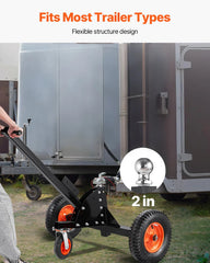 Trailer Dolly, 1500lbs Tongue Weight Capacity, 2 in 1 Trailer Mover with 2 in Ball, 16 in Pneumatic Tires and Universal Wheel, Portable Tow Dolly for Moving Car RV Trailer