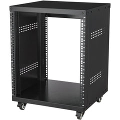 12U AV Rack Stand, 136.08kg Capacity, Network Stereo Recording Studio Rack with Lockable Caster Wheels Round & Square Holes, Special Vent for 482.6 mm Audio Video Musical & IT Equipment Mounting