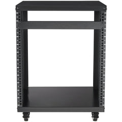 12U AV Rack Stand, 136.08kg Capacity, Network Stereo Recording Studio Rack with Lockable Caster Wheels Round & Square Holes, Special Vent for 482.6 mm Audio Video Musical & IT Equipment Mounting