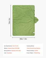 Camping Blanket 2 m x 1.5 m Wearable Warm Stadium Blanket Army Green
