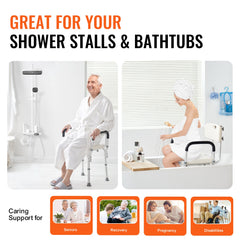Shower Chair, Shower Seat with Back, Adjustable Height Shower Stool, Shower Chair for Inside Shower Bathtub, Non-slip Bathroom Bench Bath Chair for Elderly Disabled Handicap, 158.8 kg Capacity