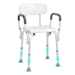 Shower Chair, Shower Seat with Back, Adjustable Height Shower Stool, Shower Chair for Inside Shower Bathtub, Non-slip Bathroom Bench Bath Chair for Elderly Disabled Handicap, 158.8 kg Capacity