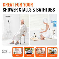 Shower Chair, Shower Seat with Back, Adjustable Height Shower Stool, Shower Chair for Inside Shower Bathtub, Non-slip Bathroom Bench Bath Chair for Elderly Disabled Handicap, 158.8 kg Capacity