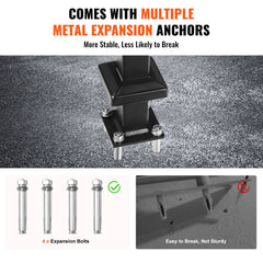 Single Post Handrail for Outdoor 1-3 Steps, 40.5" L x 35.4" H Metal Bent Stair Handrails, Floor Mounted Carbon Steel Stair Railing, U-Shaped Post Grab Rails with 2 Anti-Skid Crossbar for Garage