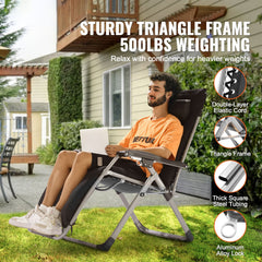 Zero Gravity Chair, 26 inch Zero Gravity Recliner Lounge Chair for Indoor and Outdoor, Adjustable Anti Gravity Chair with Cushion, Headrest, Footrest, and Cupholder, 500 lbs, Black