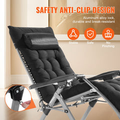 Zero Gravity Chair, 26 inch Zero Gravity Recliner Lounge Chair for Indoor and Outdoor, Adjustable Anti Gravity Chair with Cushion, Headrest, Footrest, and Cupholder, 500 lbs, Black