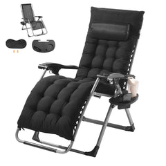 Zero Gravity Chair, 26 inch Zero Gravity Recliner Lounge Chair for Indoor and Outdoor, Adjustable Anti Gravity Chair with Cushion, Headrest, Footrest, and Cupholder, 500 lbs, Black