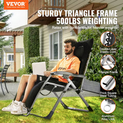 Zero Gravity Chair, 33 inch Zero Gravity Recliner Lounge Chair for Indoor and Outdoor, Adjustable Anti Gravity Chair with Cushion, Headrest, Footrest, and Cupholder, 500 lbs, Black