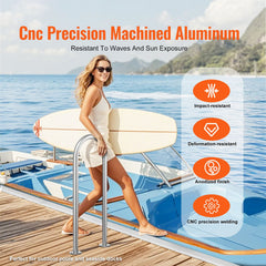 Pool Handrail,36 x 13 inch Pool Railing, Aluminum with Base Plate for Indoor/Outdoor Pools, Humanized Swimming Pool Safety Railing for Decks, Rust-Proof Grab Bar with Accessories for Spas Docks