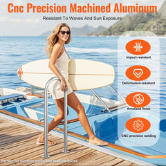 Pool Handrail,36 x 13 inch Pool Railing, Aluminum with Base Plate for Indoor/Outdoor Pools, Humanized Swimming Pool Safety Railing for Decks, Rust-Proof Grab Bar with Accessories for Spas Docks