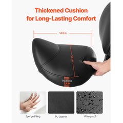 Saddle Rolling Stool, PU Leather Rolling Stool with Backrest, 360° Swivel Drafting Stool with Thickened Cushion, Height Adjustable Rolling Work SPA Stool, for Office, Home, Salon & Bar, Black