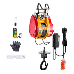 2-in-1 Electric Hoist Winch, 500 KG Capacity, 1800W Portable Power Winch, 30 m Lifting Height, 11 m/min with Wire and Wireless Remote Control, for Garage, Warehouse, Factory Lifting Towing