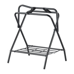 Folding Saddle Rack, 28 x 19 x 37.5 in, Freestanding Horse Saddle Stand, Portable Horse Blanket Holder, Heavy Duty Steel Saddle Rack for English & Western Saddles, Tack Storage, Black