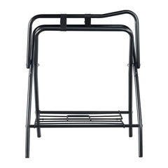 Folding Saddle Rack, 28 x 19 x 37.5 in, Freestanding Horse Saddle Stand, Portable Horse Blanket Holder, Heavy Duty Steel Saddle Rack for English & Western Saddles, Tack Storage, Black