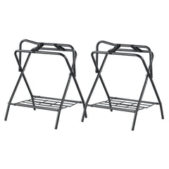 Folding Saddle Rack, 28 x 19 x 37.5 in, 2 Packs Freestanding Horse Saddle Stand, Portable Horse Blanket Holder, Heavy Duty Steel Saddle Rack for English & Western Saddles, Tack Storage, Black