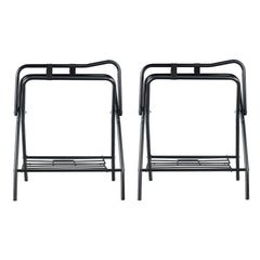 Folding Saddle Rack, 28 x 19 x 37.5 in, 2 Packs Freestanding Horse Saddle Stand, Portable Horse Blanket Holder, Heavy Duty Steel Saddle Rack for English & Western Saddles, Tack Storage, Black