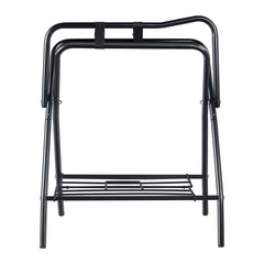 Folding Saddle Rack, 28 x 19 x 37.5 in, 2 Packs Freestanding Horse Saddle Stand, Portable Horse Blanket Holder, Heavy Duty Steel Saddle Rack for English & Western Saddles, Tack Storage, Black
